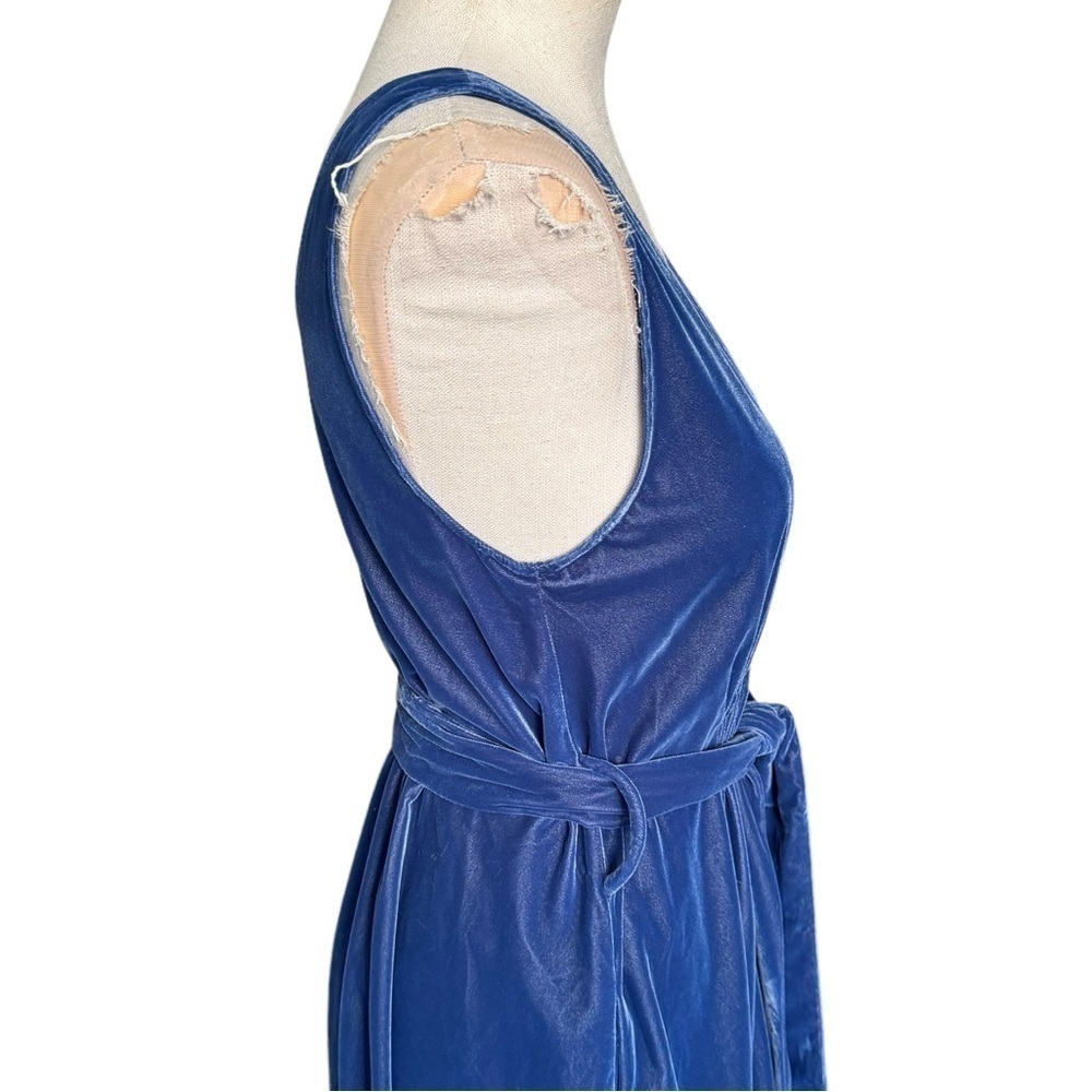 & Other Stories Belted Velvet  Midi Dress in Blue Size: 4 - Picture 8 of 12